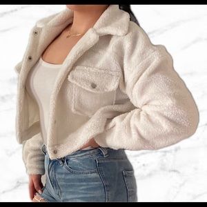 Cropped White Teddy Jacket